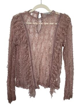 Endless Rose Dusty Rose Lace Ruffled Top